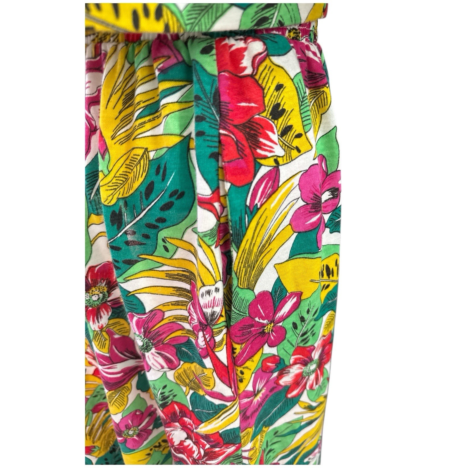 Lisa Petites Vintage 80s 2 Piece Tropical Crop Top MIDI Skirt Pockets 6 S/M
