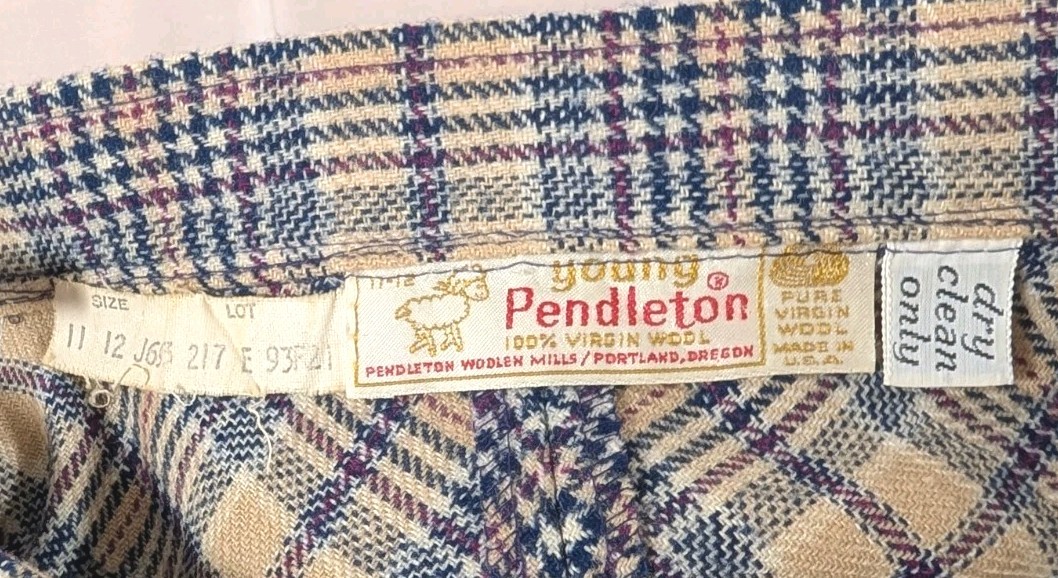 VTG 60s Pendleton 100% Wool Maxi Skirt Sz 11-12 READ Description