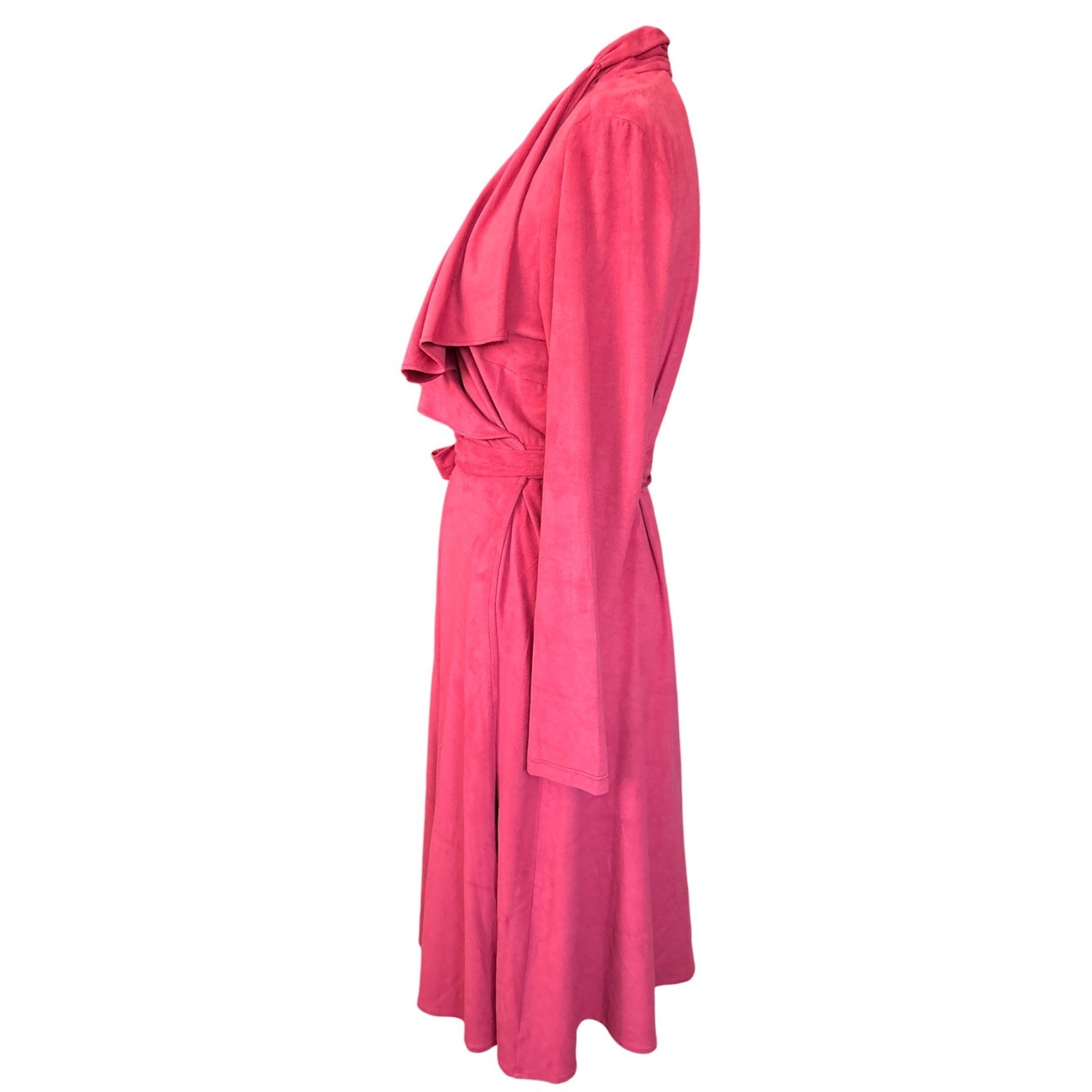Vicky Tiel Rust Colored Faux Suede V-Neck, Long Sleeve Wrap Dress, Large, Luxury