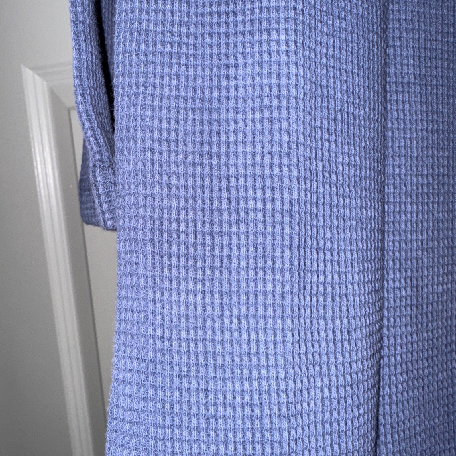 Liz & Jane Indigo Blue Cotton Maxi Dress MEDIUM waffle style long sleeves Y2K
