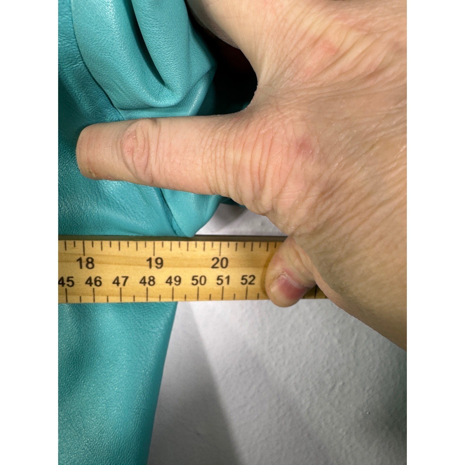 Badgley Mischka Vintage Teal Leather Jacket Silk Lined Cropped Tie Waist Sz M/8
