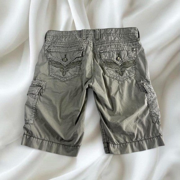 Rock Revival army green embroidered cargo capris y2k vintage grunge skater