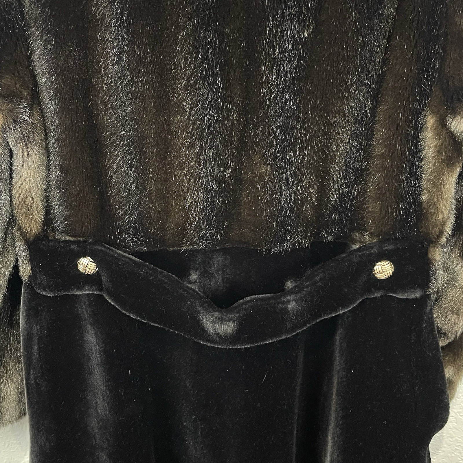 Vintage Borgazia By Russel Taylor Women’s Long Faux Fur Coat Black & Brown Sz M