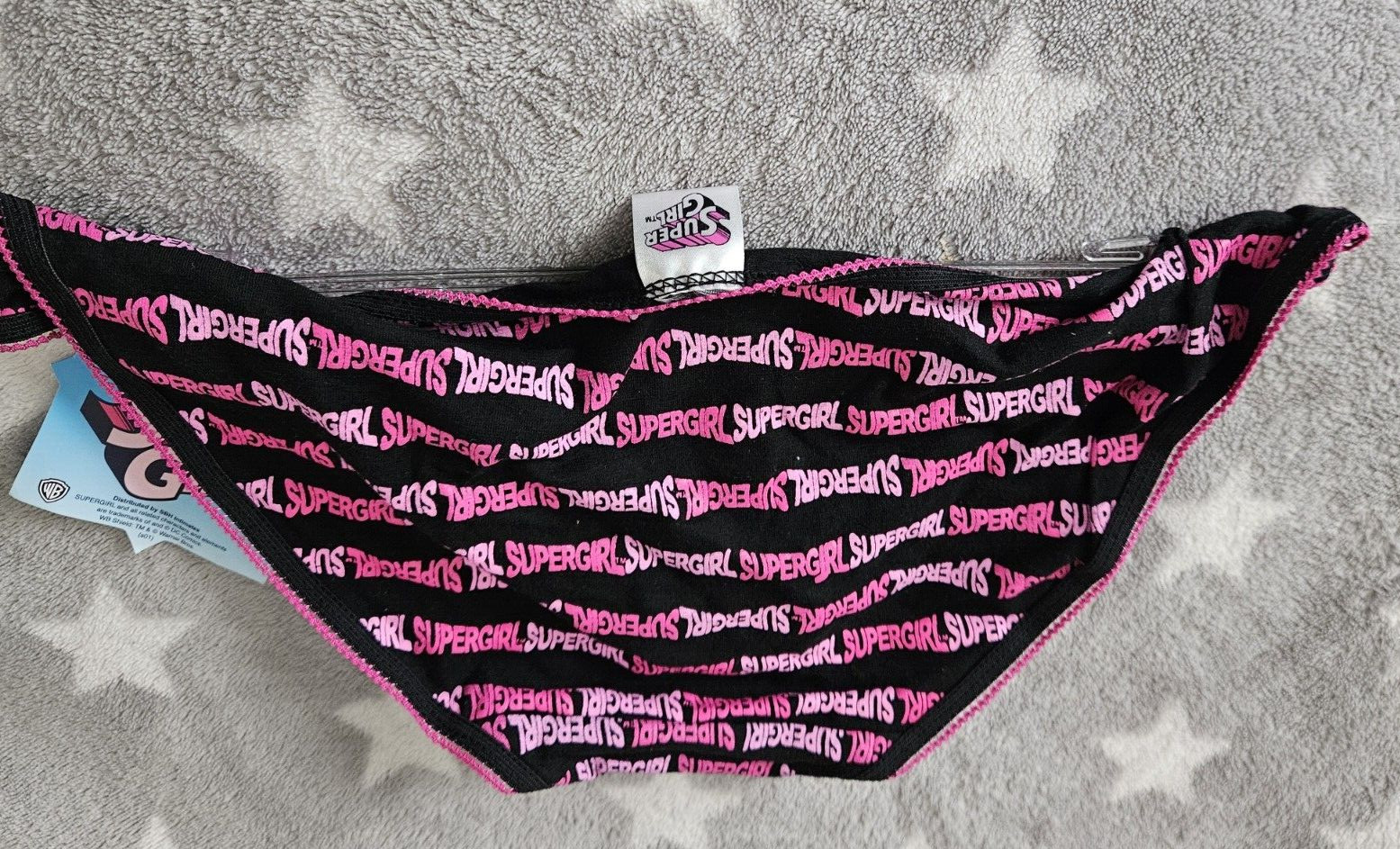 SuperGirl Intimates Women’s Bikini Panties Size: SMALL Color: BLACK/PINK
