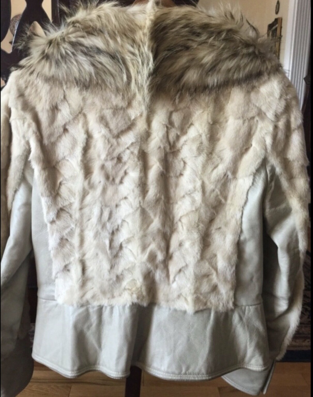 Vintage Mink Fur Leather Biker Jacket S/M