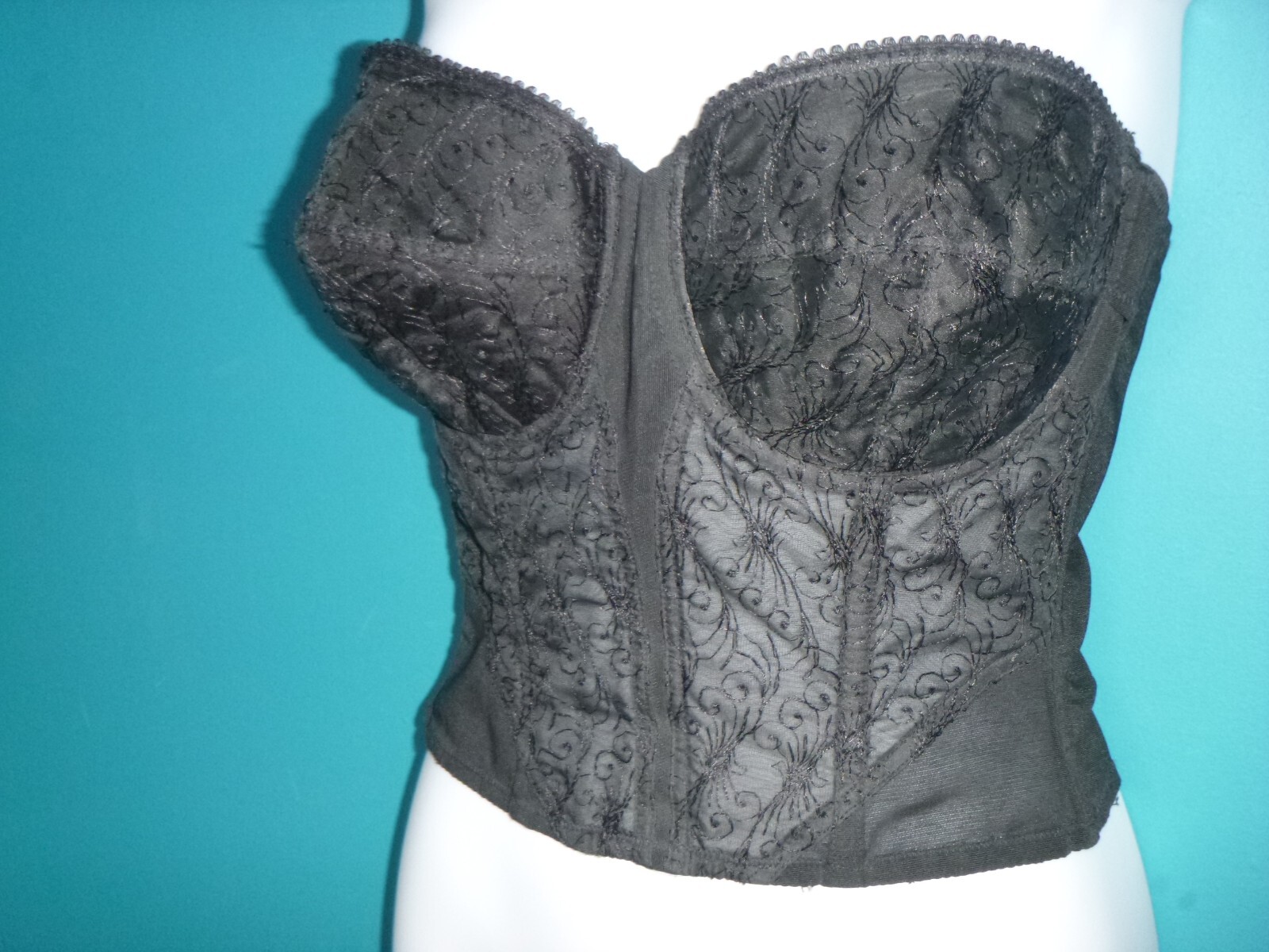 Vtg 50s 60s Playtex Living Longline Strapless Bra Black Sz 34C