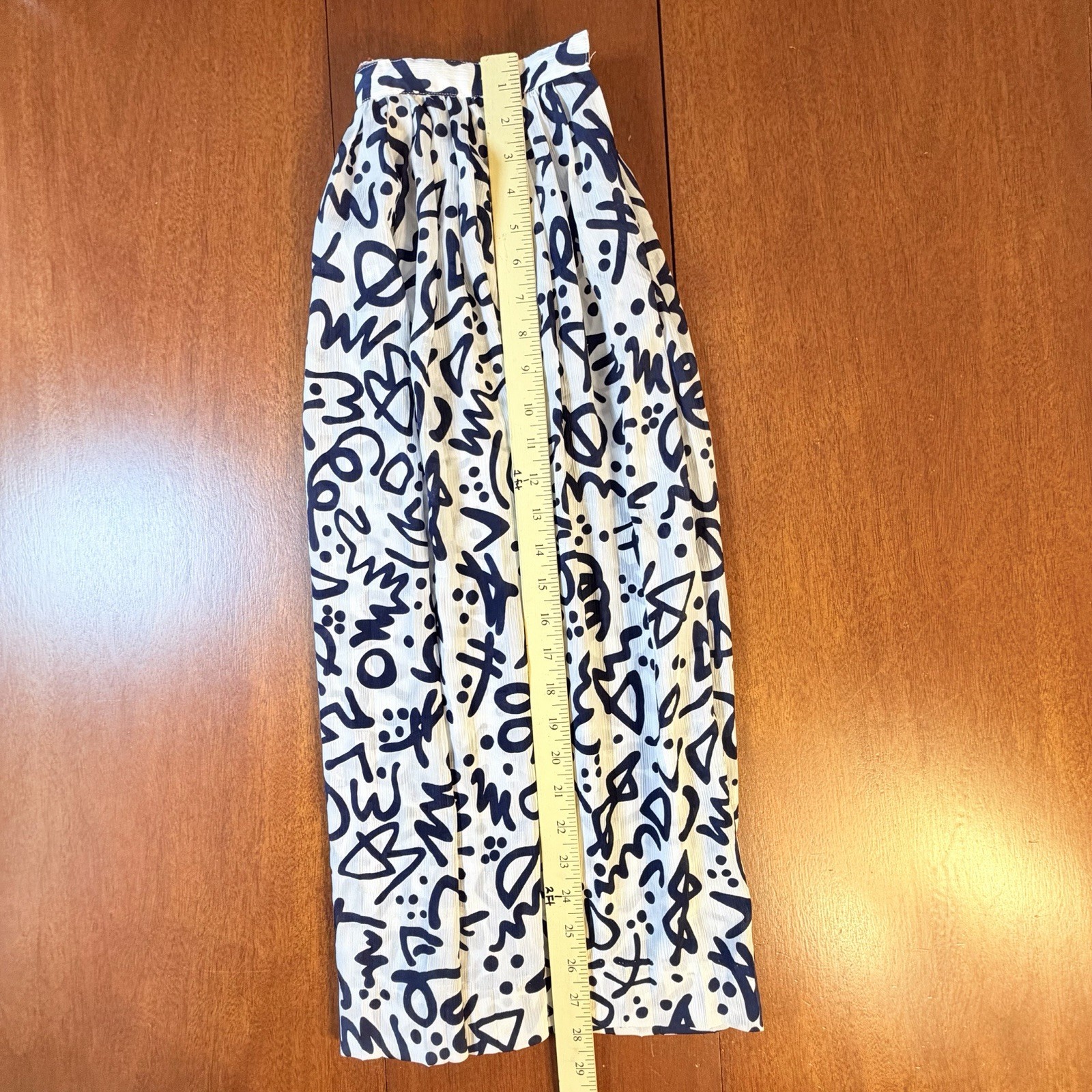 VTG 80s Liz Claiborne 2-Pc Blouson Top & Midi Skirt Navy Graffiti Print Small