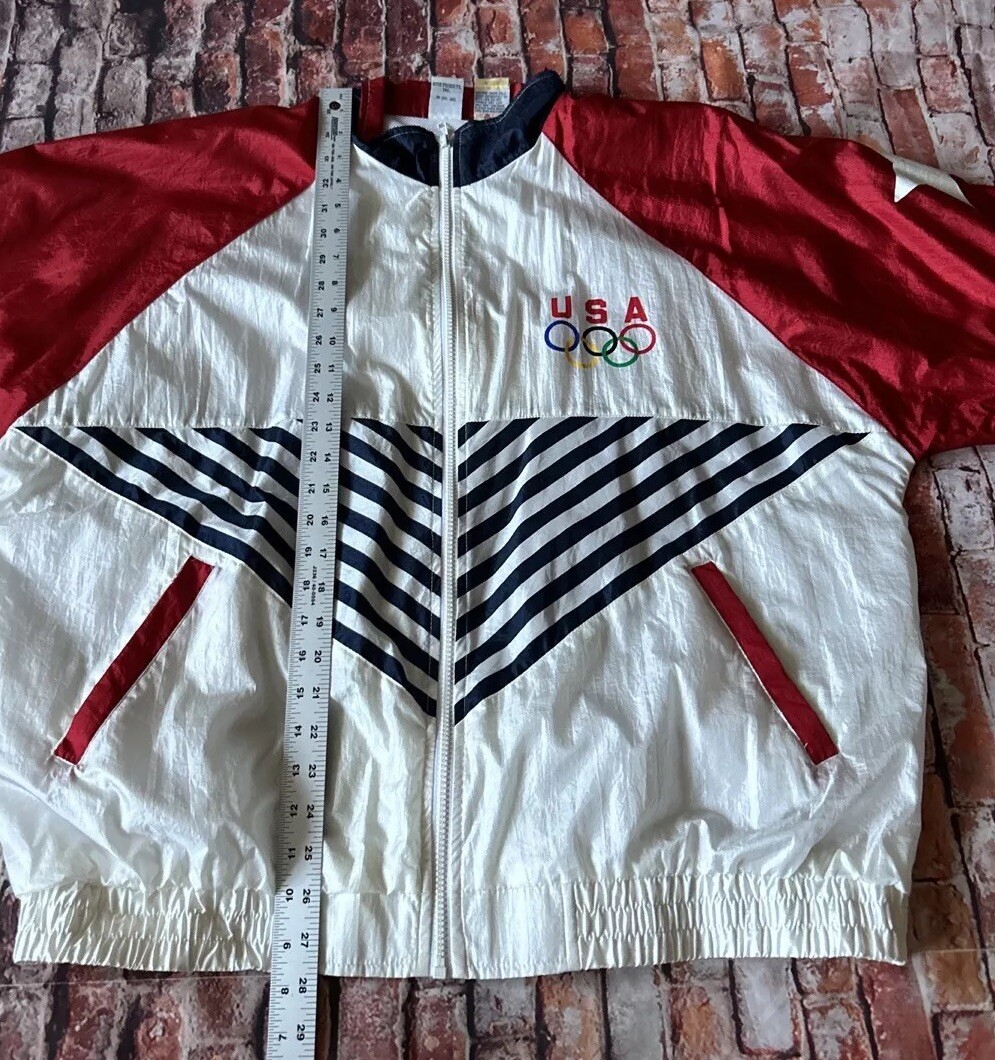 Vintage USA Olympics Full Zip Nylon Windbreaker Jacket Ladies Size 1X