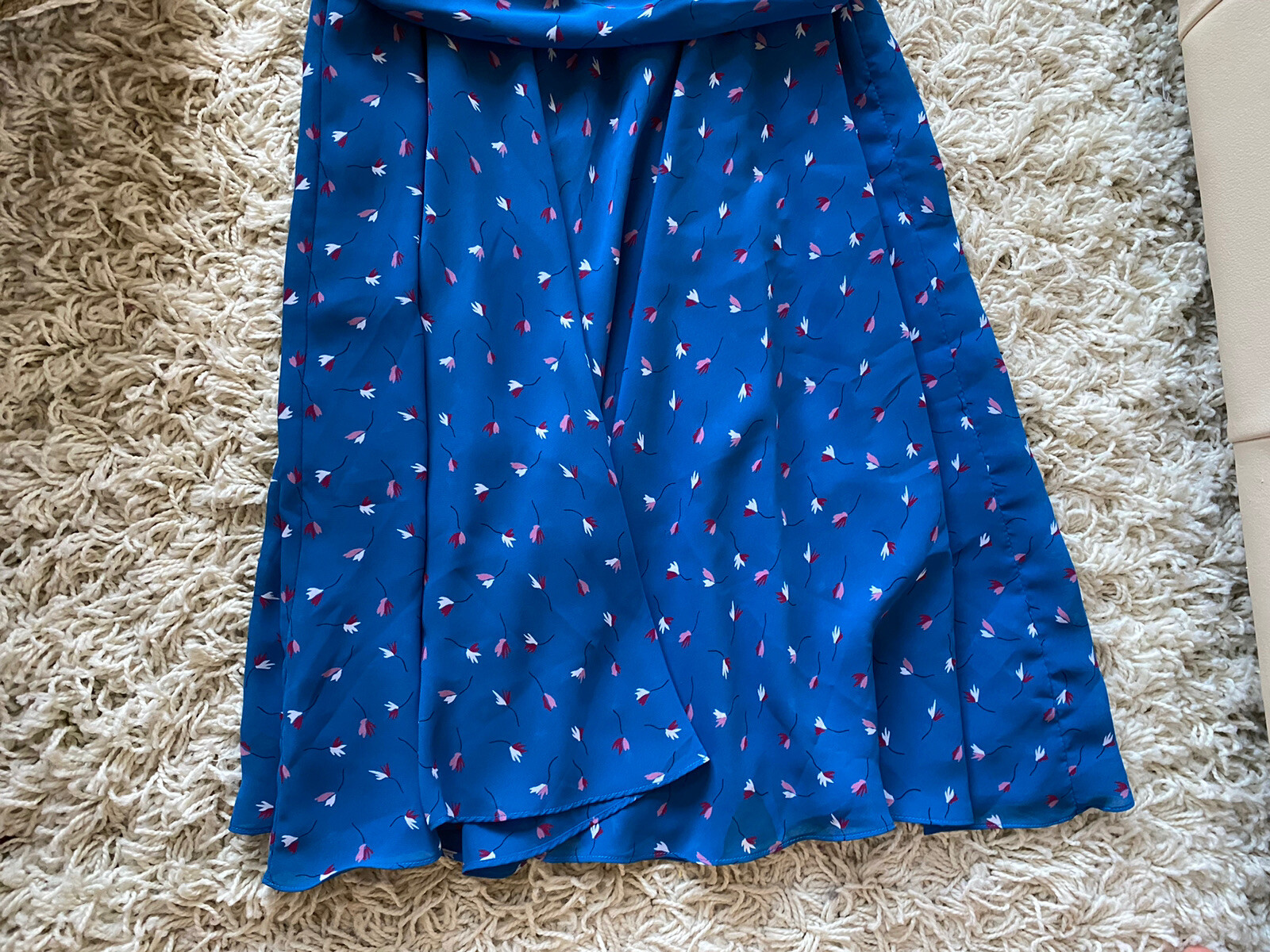 Vintage Dress Floral Blue Swing JT Midi 1990s Size 4