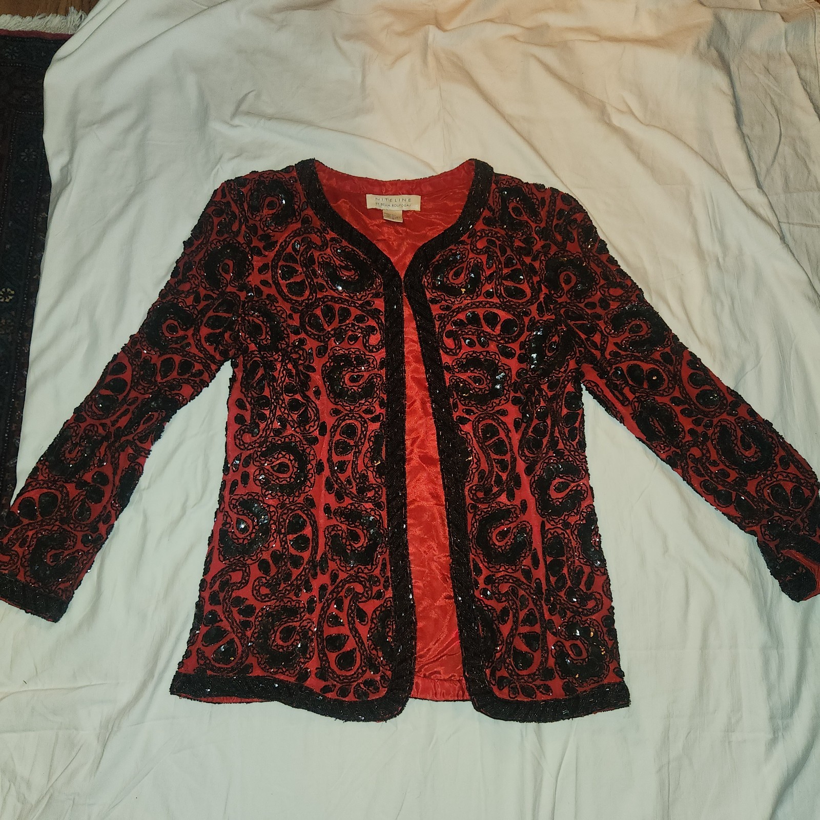 Vintage 1980s Beaded Sequin Niteline by Della Roufogali Made in India Size 8 Fun