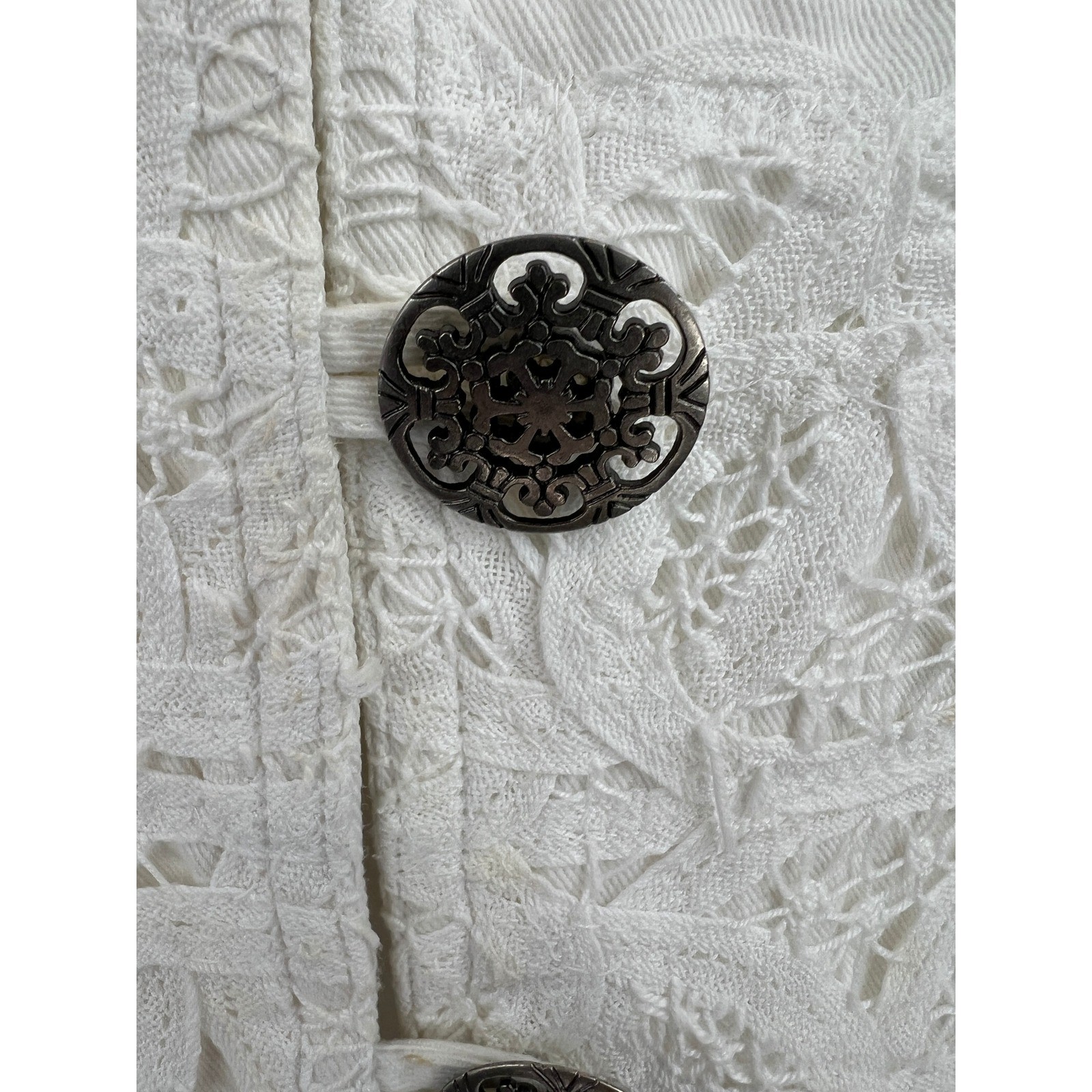 Vintage Panhandle Slim White Lace Cotton Vest SZ L Western Rodeo Cowgirl