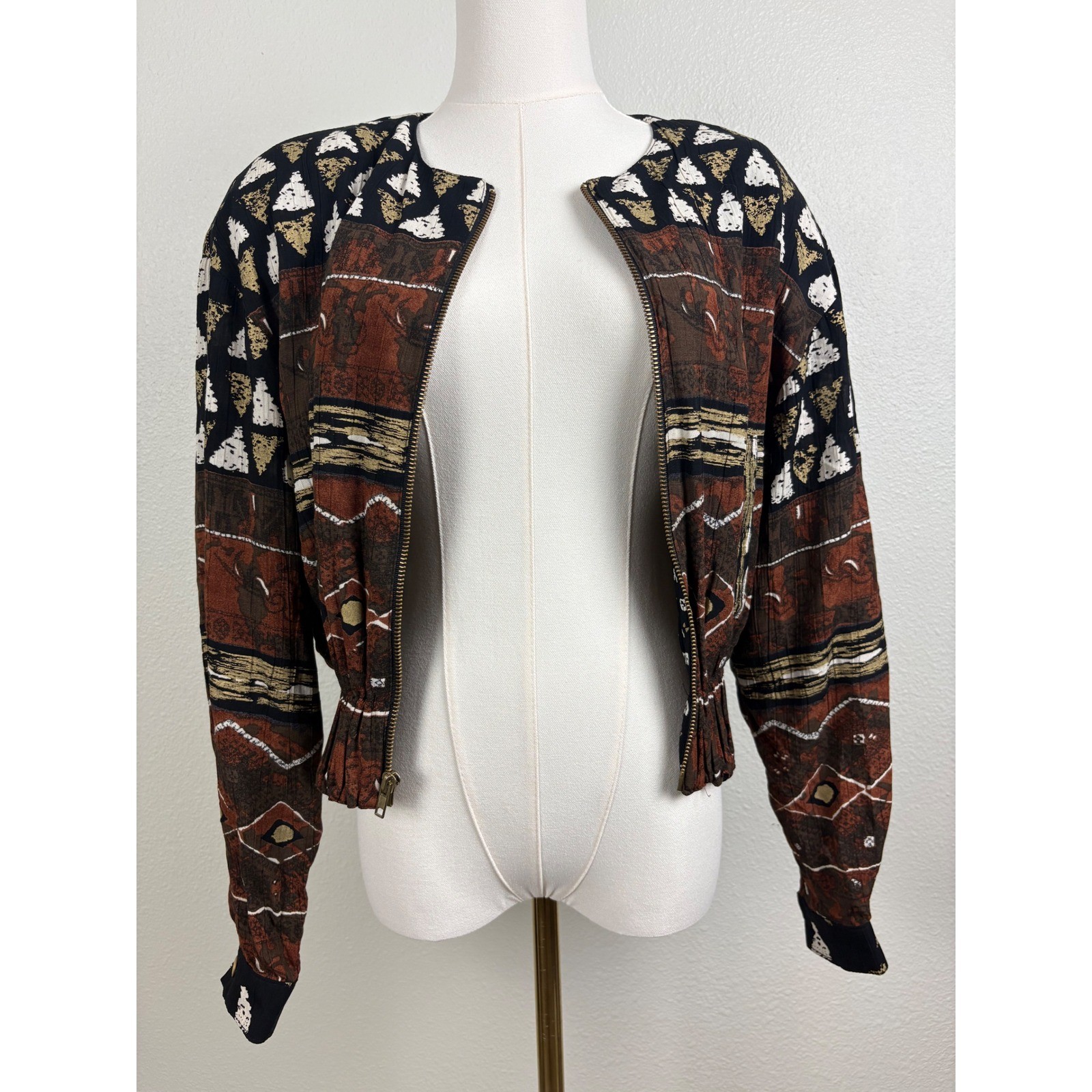 Platinum by Dorothy Schoelen Vintage Southwestern Tribal Boho Bomber Jacket