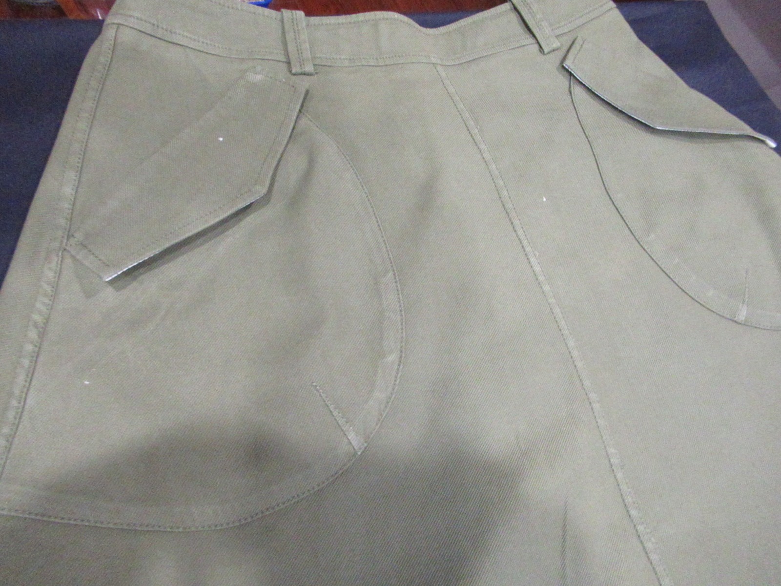 Veronika Maine Skirt Khaki Green Size 10 Australia Cotton A-Line VG 2010s