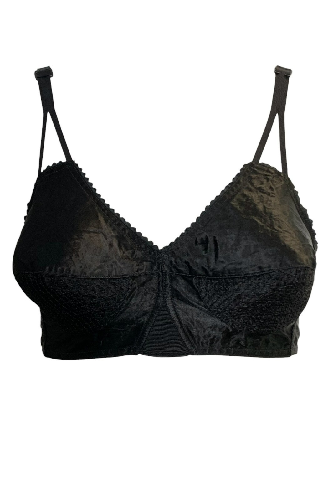 VTG 1950s Life Formfit Co Black Satin Pointed Bullet Bra 42B 34W Pinup Boudoir