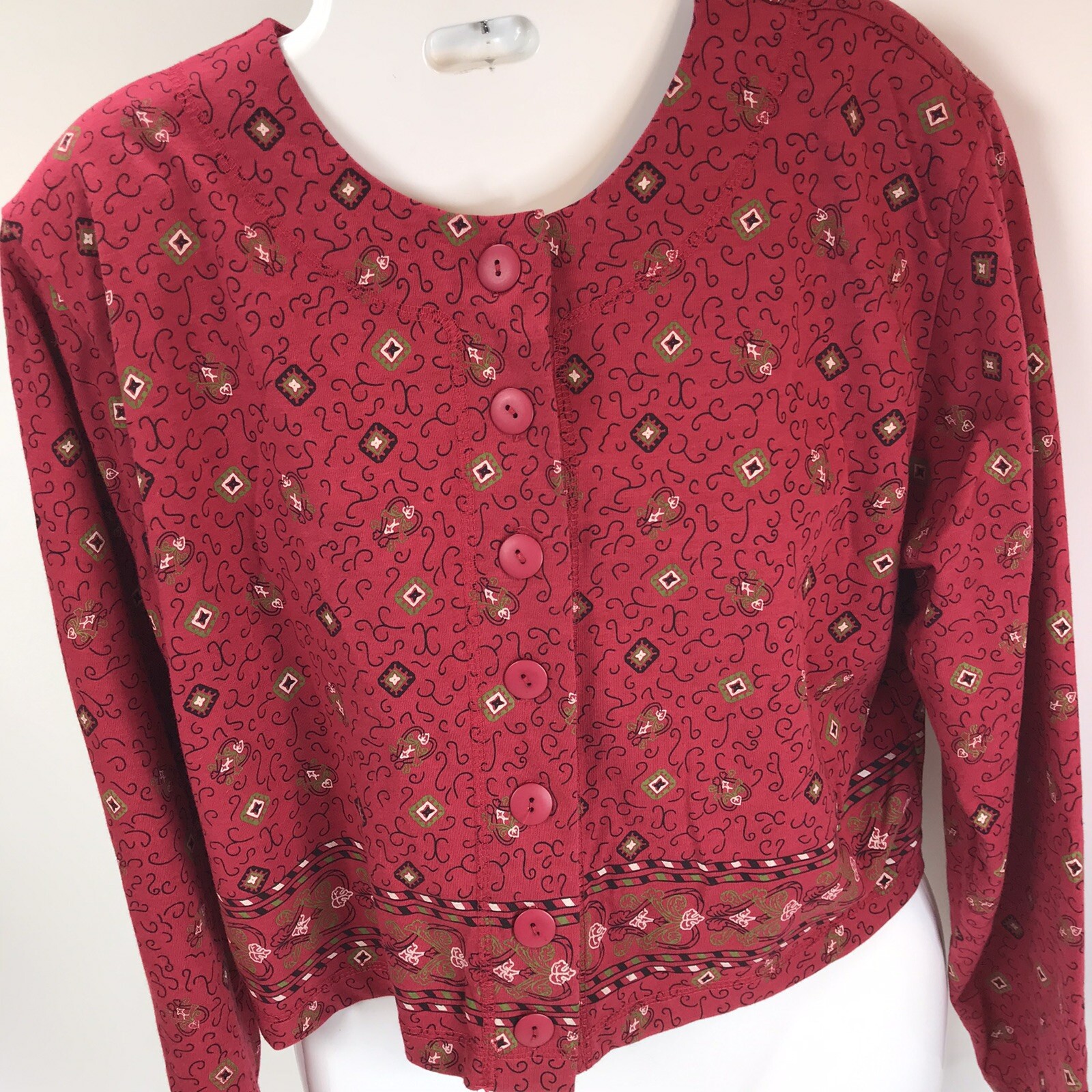 Vintage Crop Top PK Elliot Retro knit Padded Shoulders 80’s 90s Geo boho L
