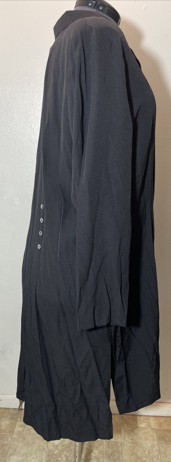 Vtg HHR 1980’s Black Popover Duster Jacket Split Front Lagenlook Midi Dress 3X