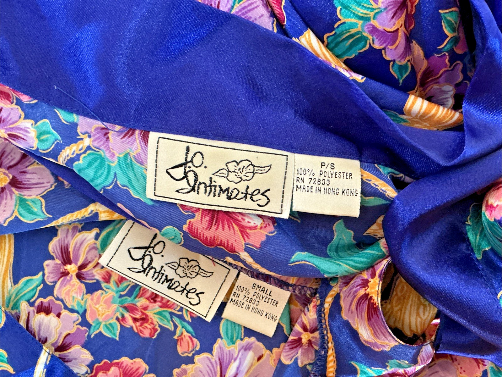 Vintage JO Intimates Chemise & Robe Set Floral Polyester Set Size S