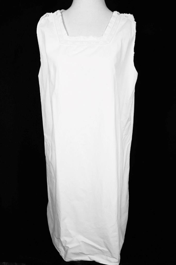 Antique 1920’s French White Cotton Initialed Night Gown Size Large Exc Condition