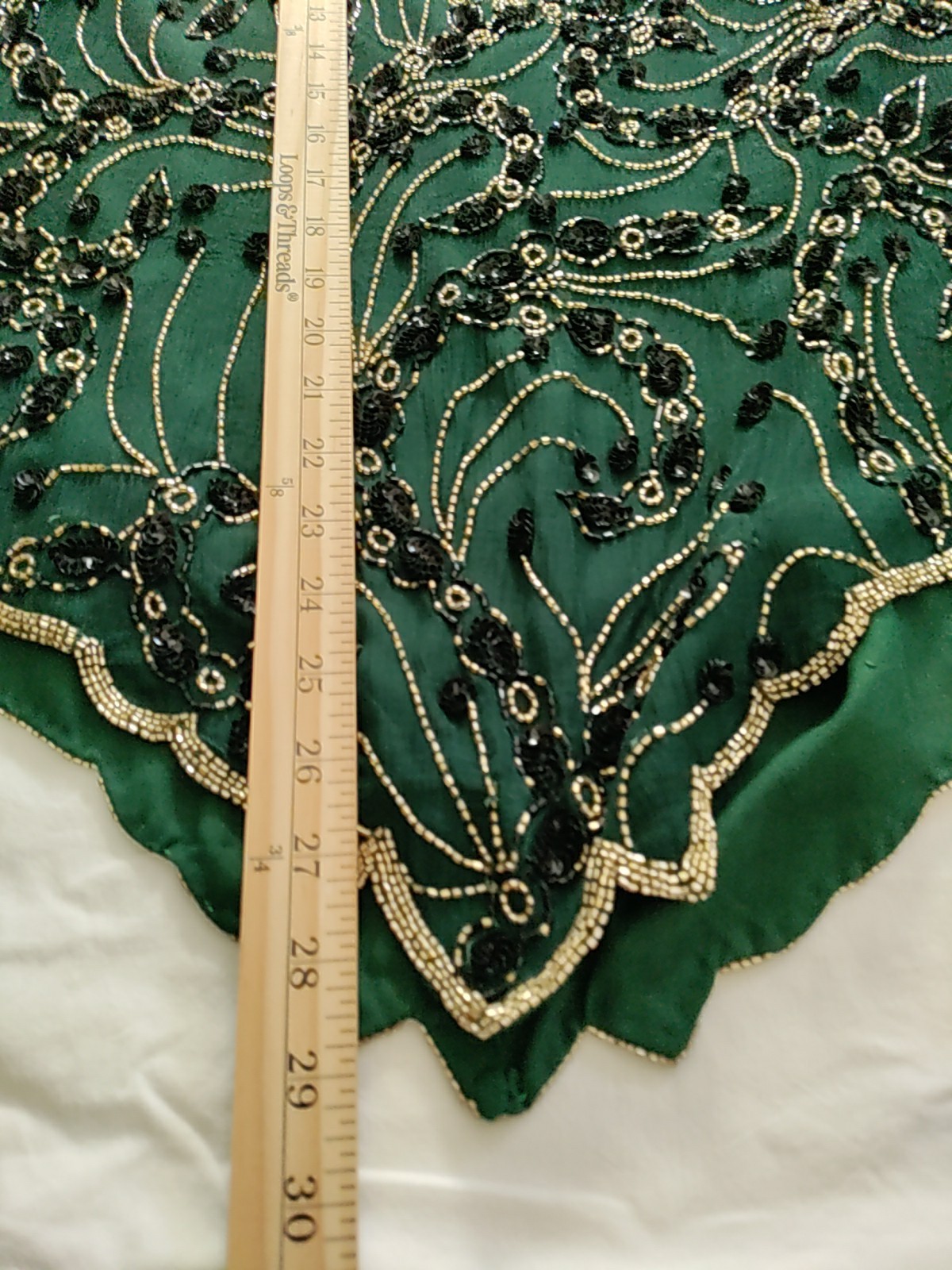 Vintage J Kara New York 100%Silk Sequin Green Size XXL