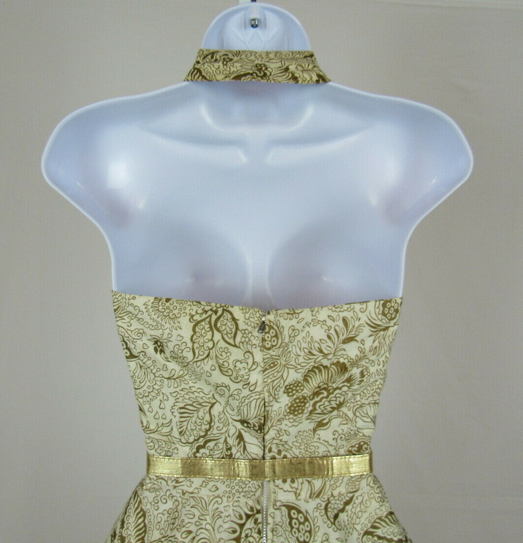 VTG 1950s 60s ADELE CALIFORNIA PAPER DRESS FLORAL PAISLEY DESIGNS GOLDEN BELT
