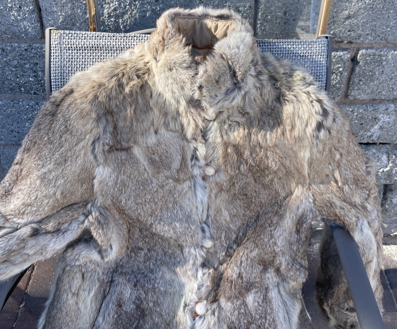 VTG 70s 80s Made in Hong Kong Reversible Rabbit Fur Coat Jacket Women’s Sz S