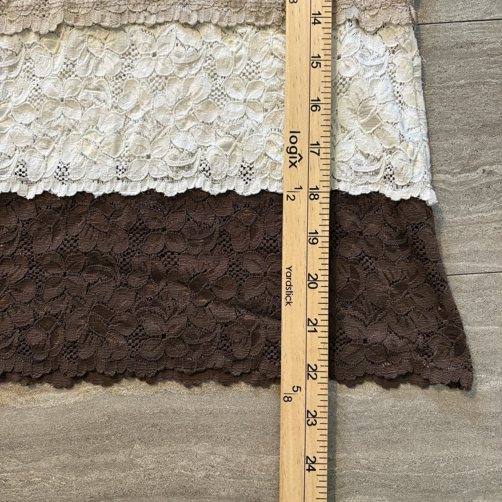 Vintage Lipstick Brand Med Y2K Multi Color Block Lace Trim Cami Tank Top Brown
