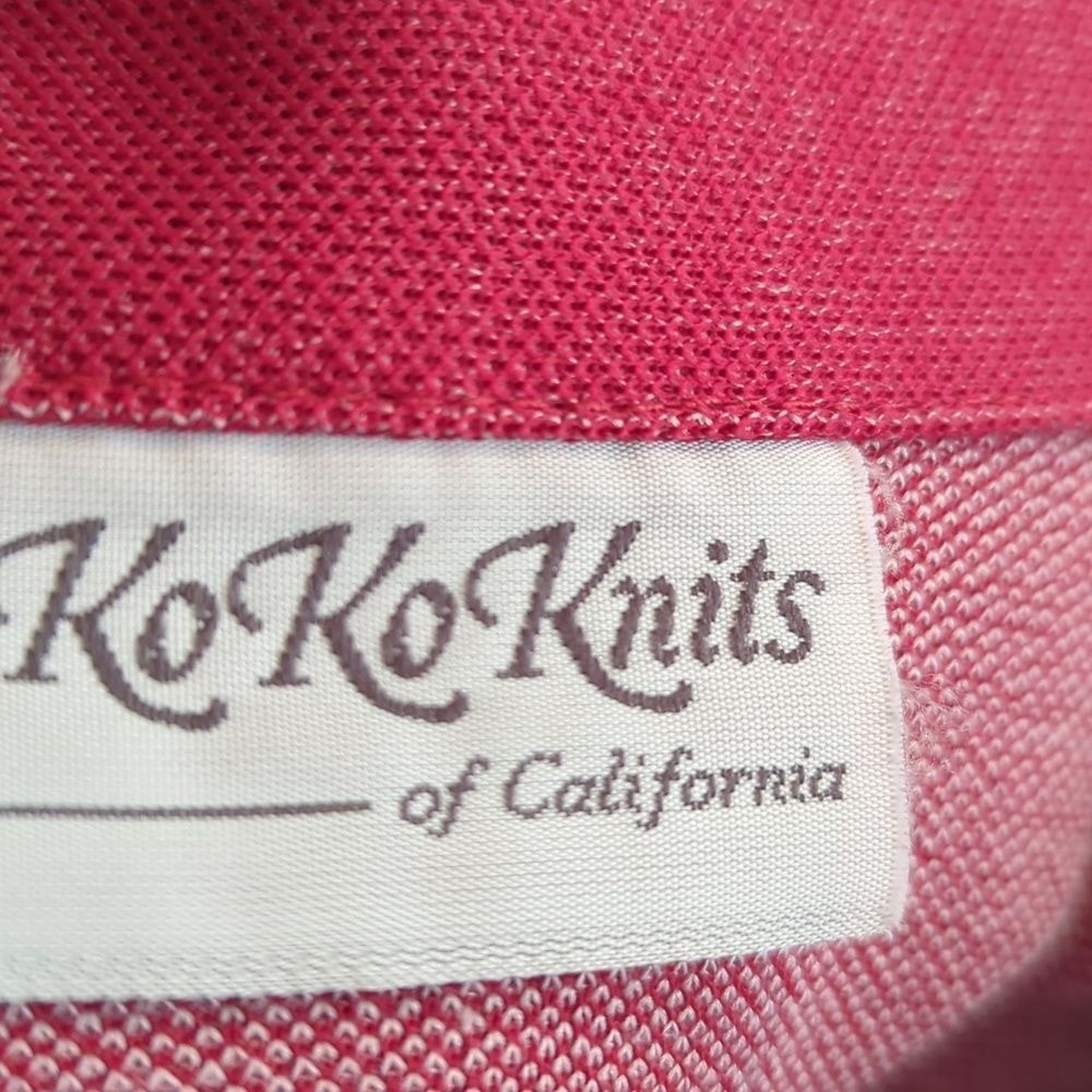 Vintage KoKo Knits of California red jacket with white stitching