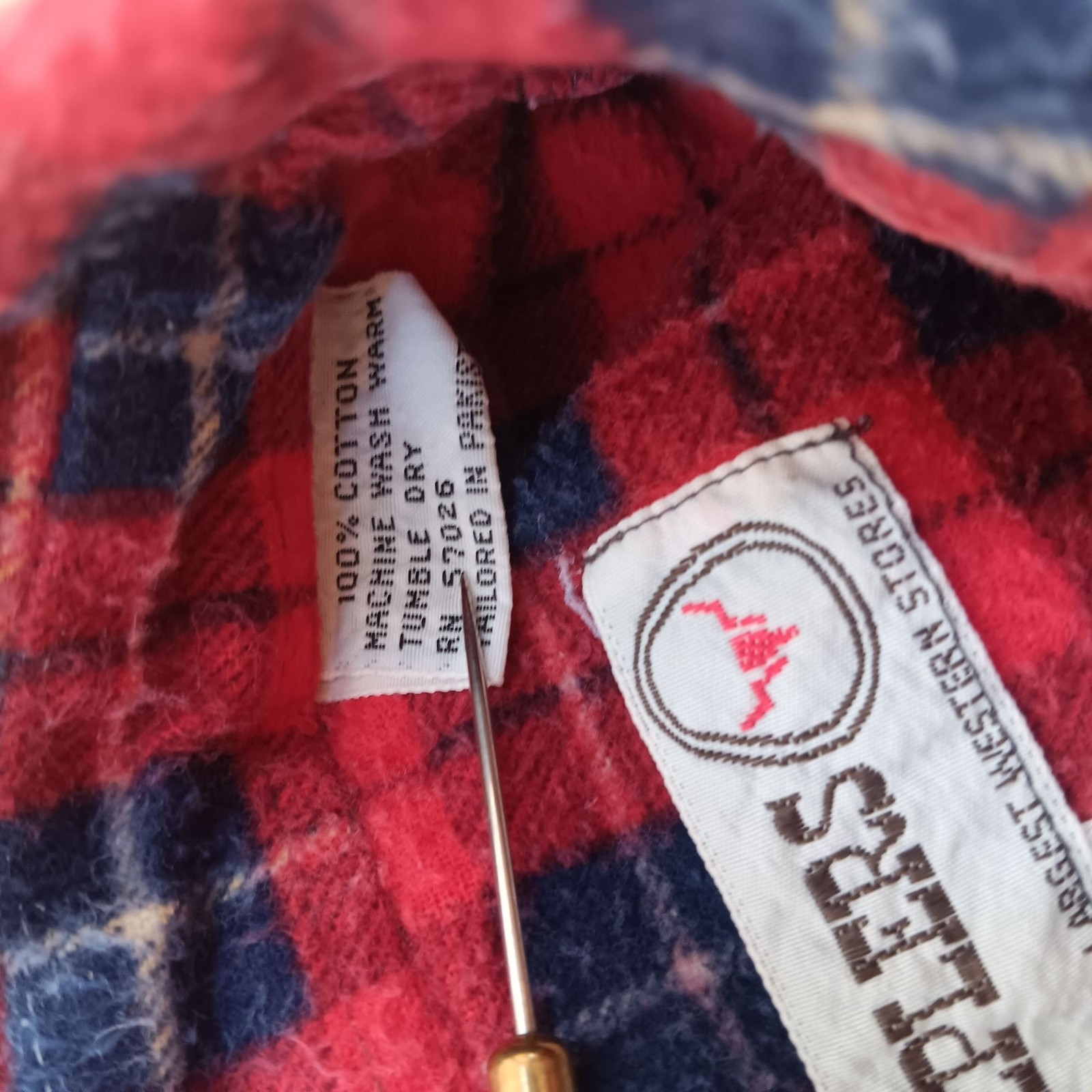 True Vintage Flannel Shirt Small 1980s Rockabilly Red/Blue Checker by Sheplers