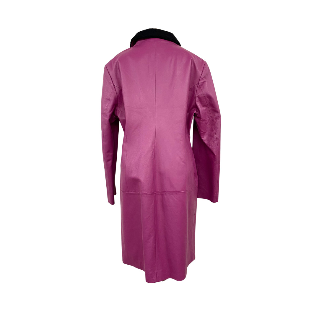 Vtg Vintage 1980s 80s Oversized New Wave Minimal Mauve Leather Coat Dress