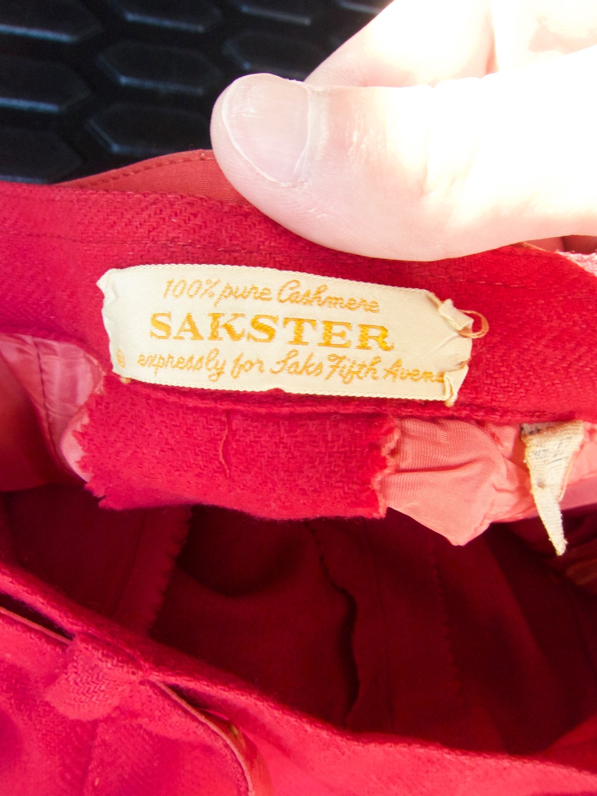 Vintage 1950s Saks Fifth Avenue Cashmere Herringbone Skirt 26″ High Waist Maisel