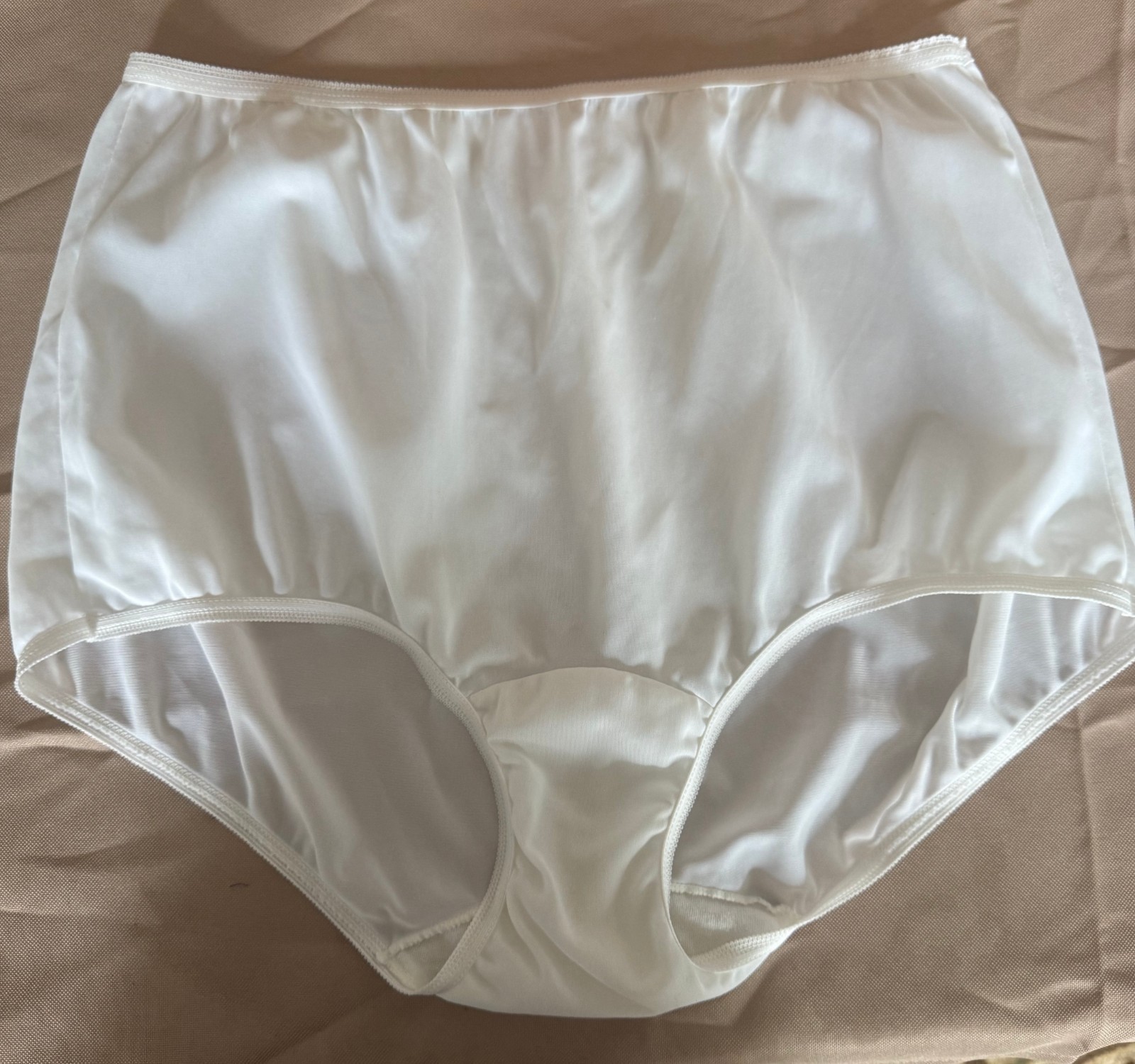 Vintage Dixie Belle White Sheer Nylon Hi-Waist Sissy Granny Panties Briefs 10