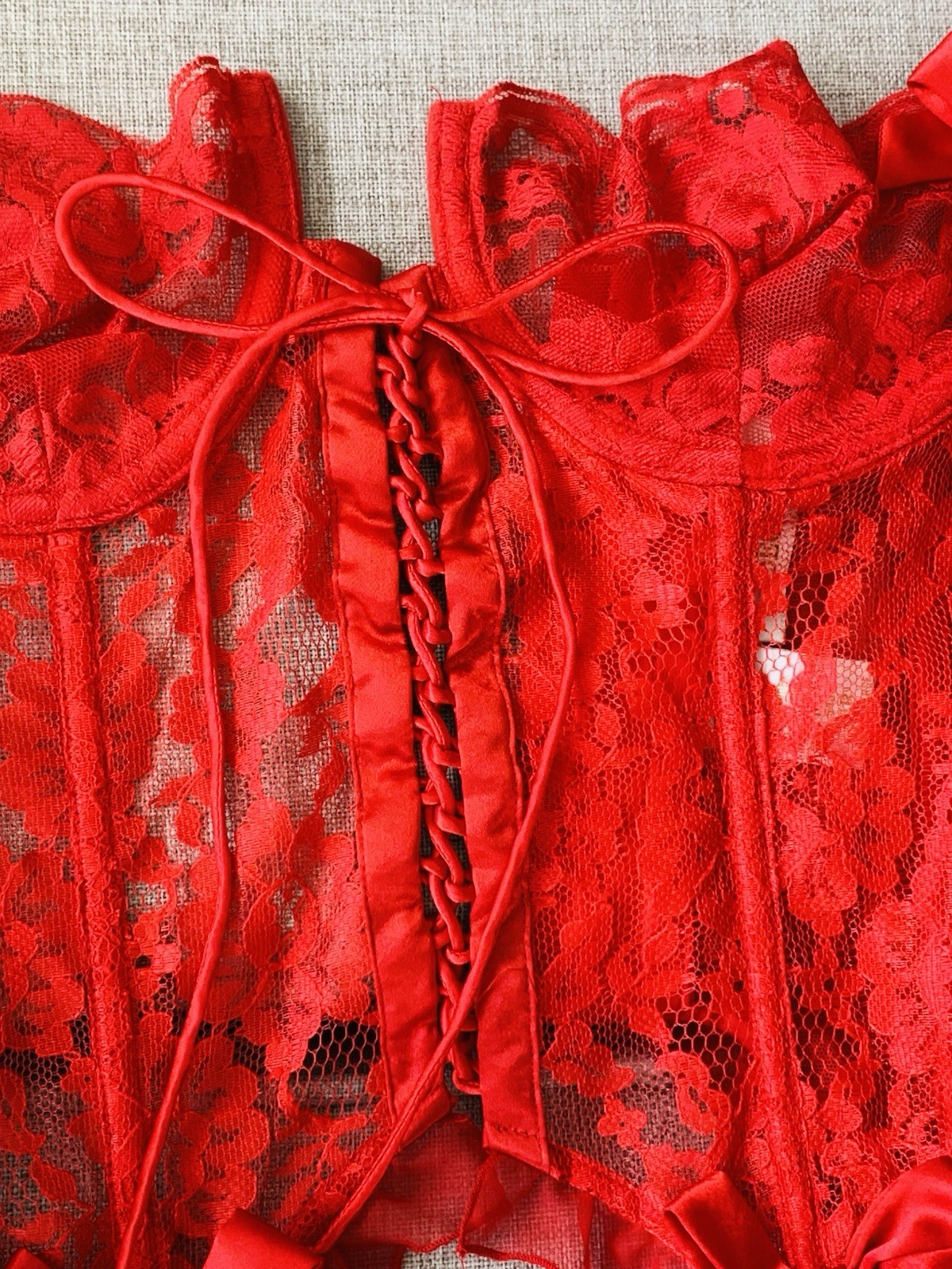 Vintage Y2K Victoria’s Secret Gold Label Red Sexy Bustier Corset Set 34B Small