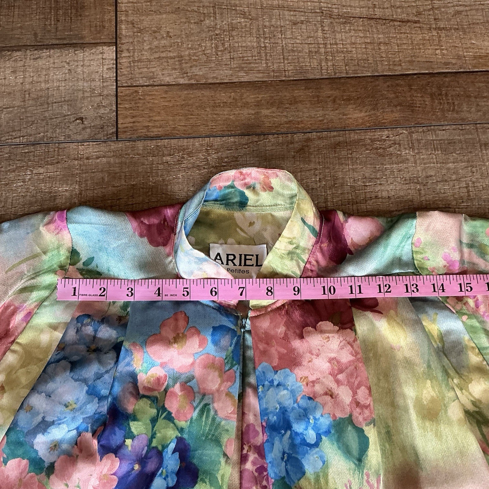 VTG Ariel Petites Floral Zip Robe Women’s Size M 100% Polyester USA Made #201113