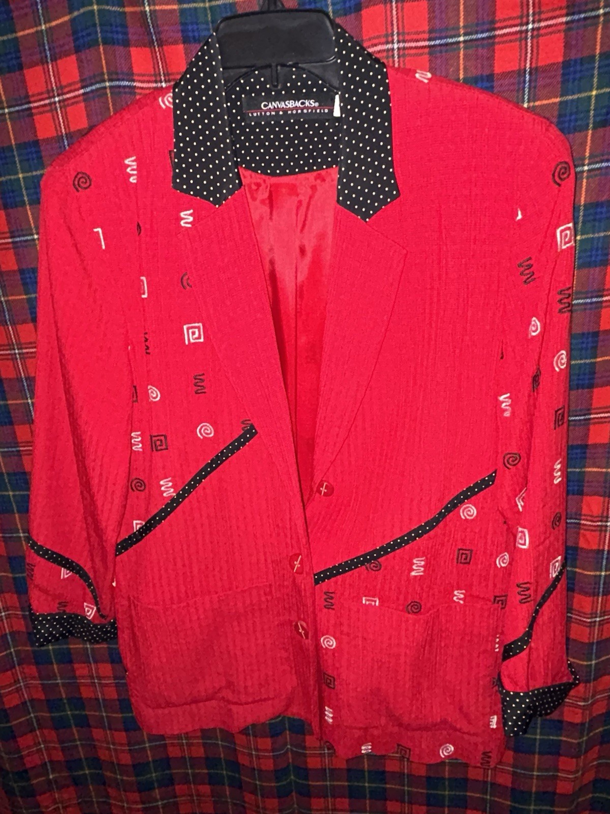 Vintage Canvasbacks Red Blue Trim Accents Blazer Women’s Size 6
