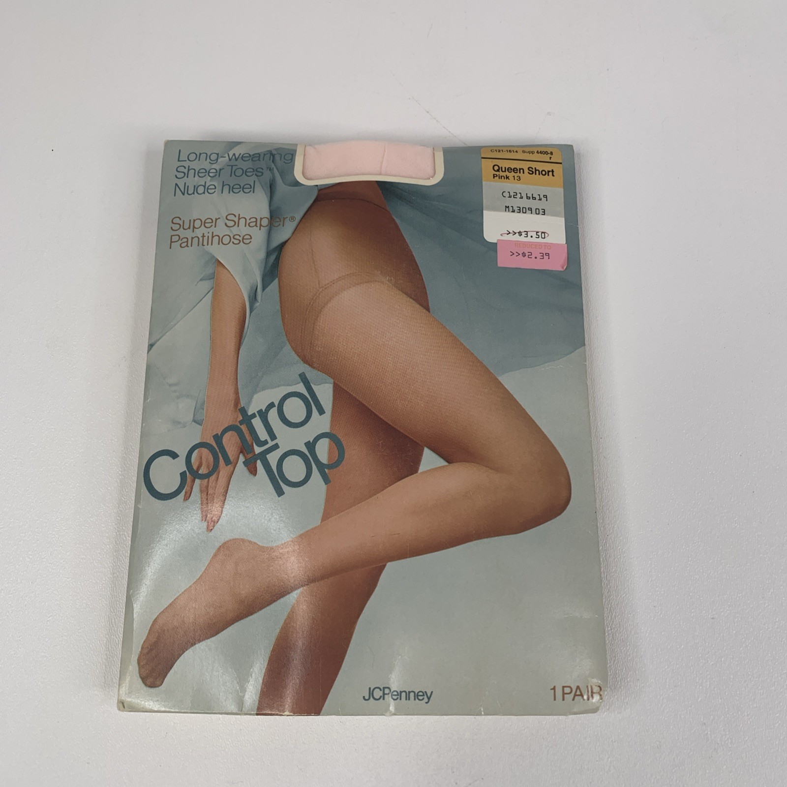 RARE Vintage JCPenney Pantyhose Pink Sheer Shaper Control Top Queen Short USA