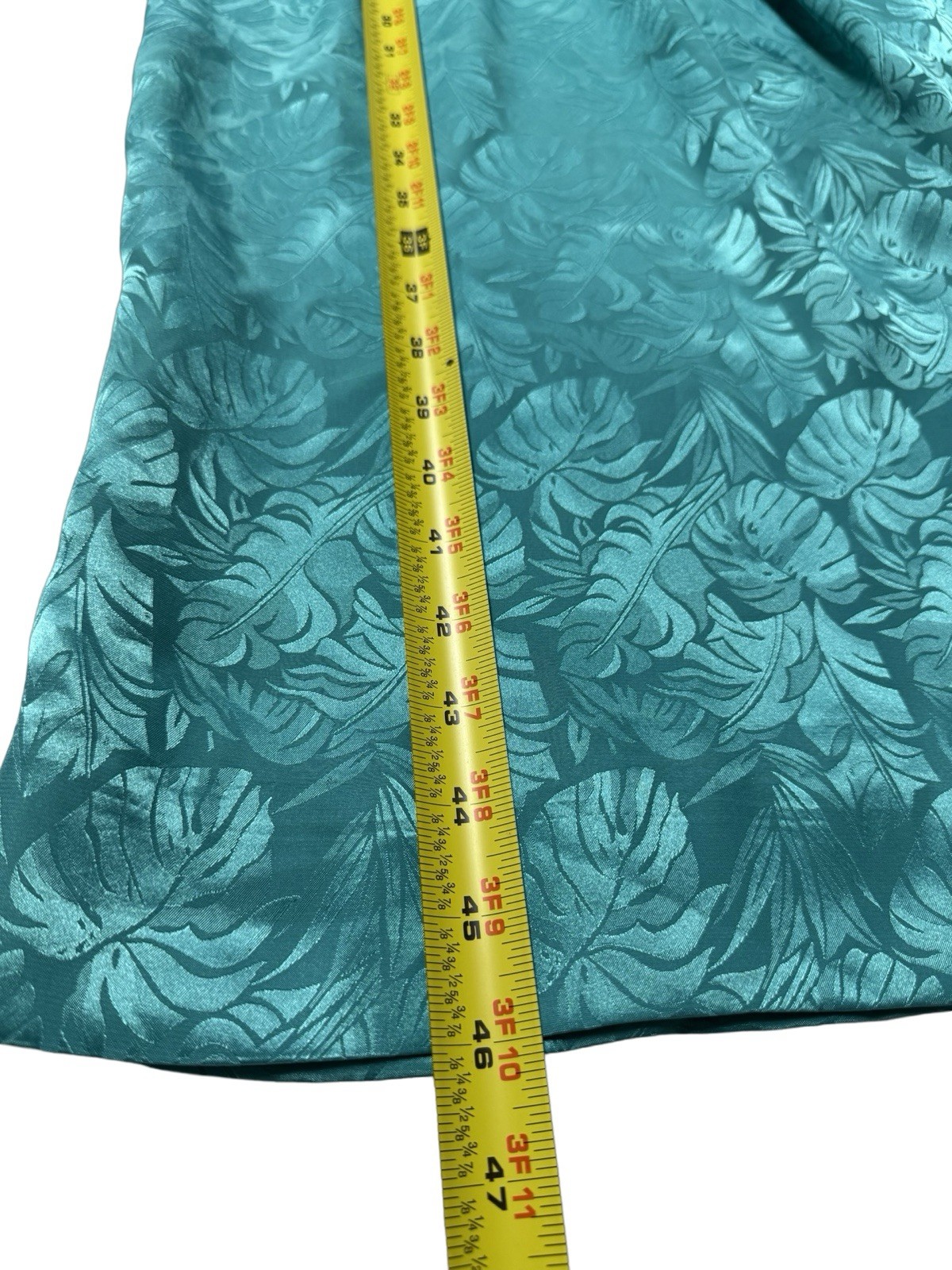 Vtg Henry Lee Women Dress 1960 Green Satin Floral Print Button Up Back Size 12