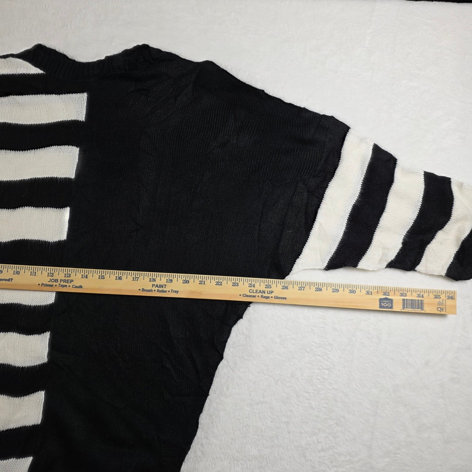 Teasers Knit Sweater Womens One Size Black White Striped Split Batwing Vintage