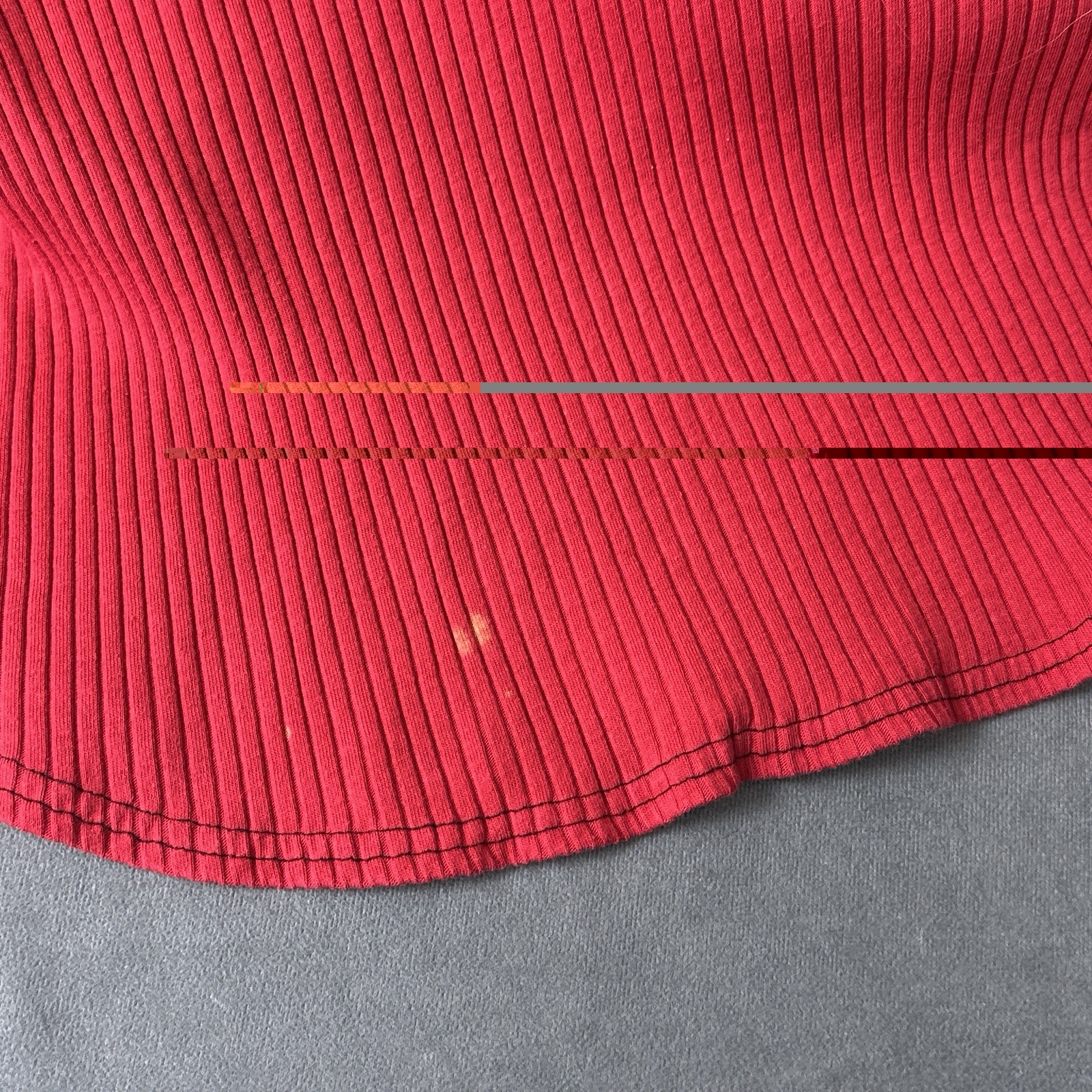Vintage Vassarette Ribbed Baby Tee Red Black V Neck Logo Top Large 90s Y2K