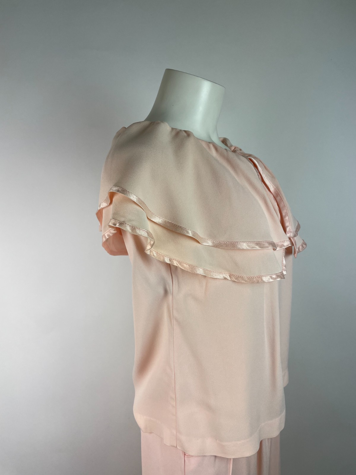 Vintage 70s PLACE TWO Lounge Wear 2 Piece Pants and Top set, Pink Minor fading 7