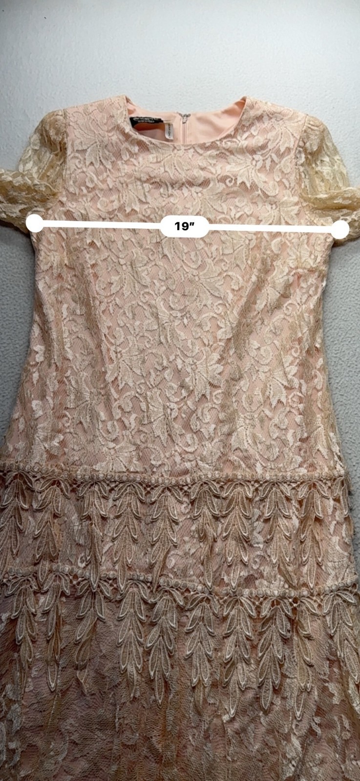 Vintage Blush Lace Tiered Cocktail Dress By Jill Richards Designs #9573