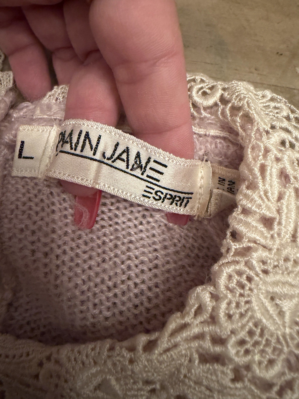 Vintage 1980’s Plain Jane Espirit Pink Embroidered Sweater Dress – Large