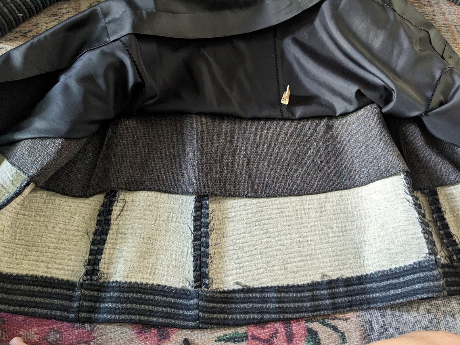 Beautiful Mid-Century Modern Wool and Fur Coat Handmade Medium
