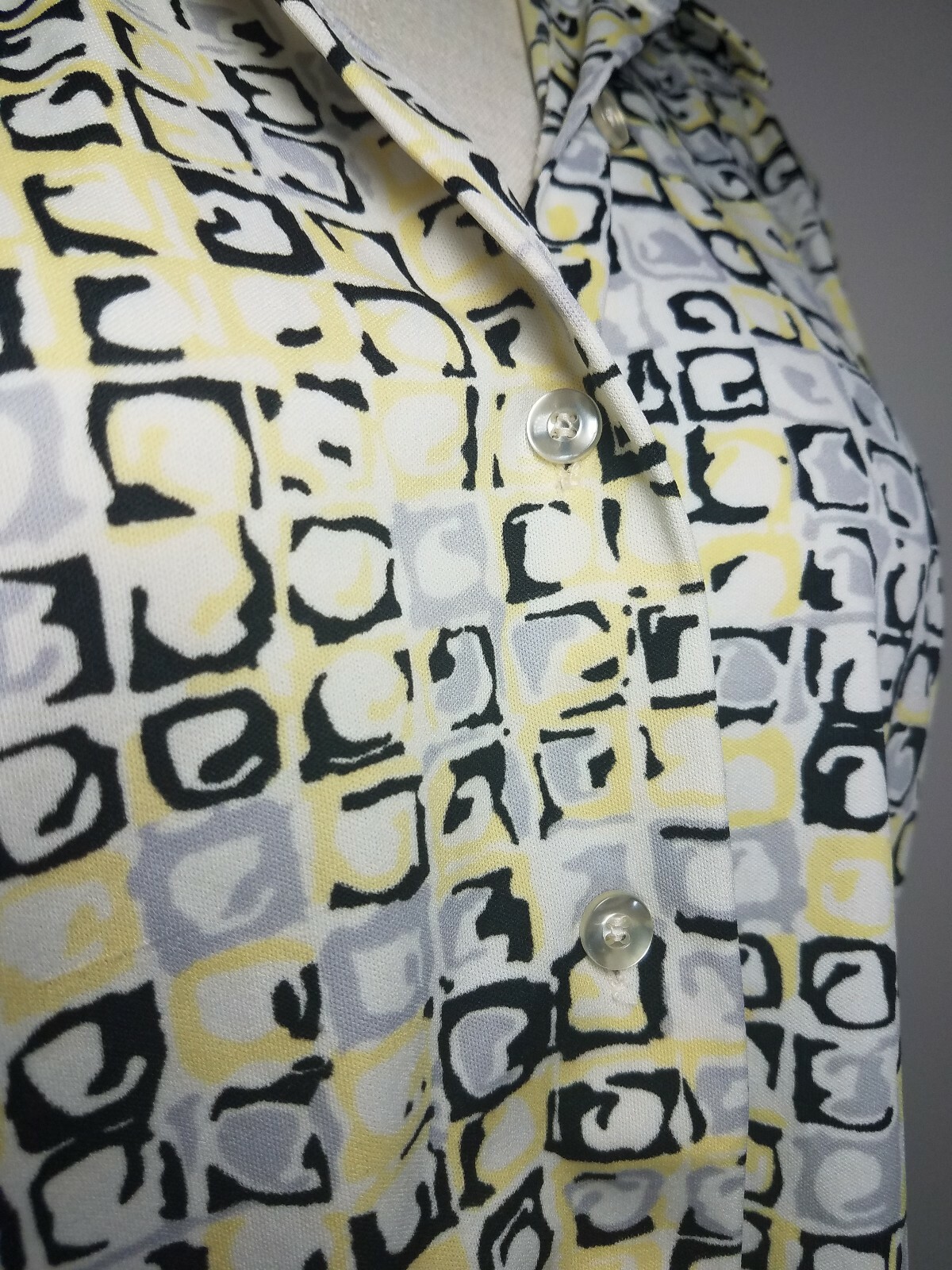 Cape Cod Match Mates Vintage 1970s Ladies Polyester Shirt Geometric Medium