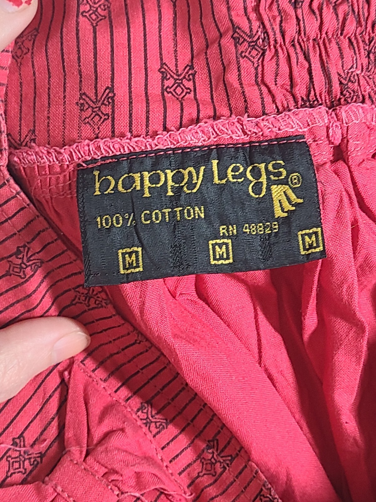 Vtg 80s Red Bow Skirt 100% Cotton Happy Legs Yoke Full Skirt Retro India