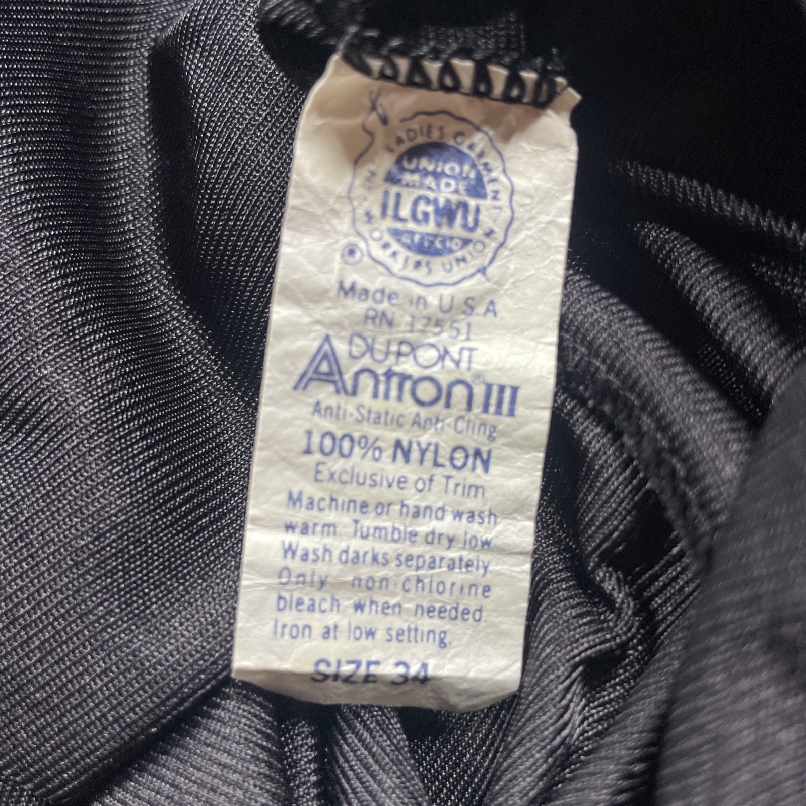 Vintage Nightgown Womens 34 Black Nylon Dupont Anton Lace ILGWU Made Silky