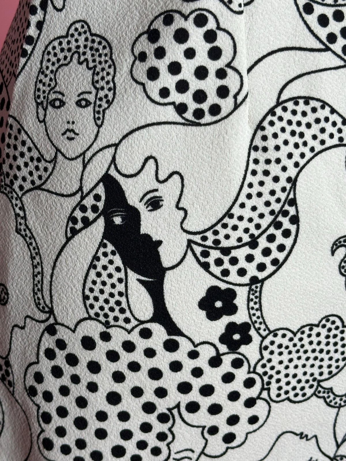 1960s MOD FACE Print SURREALIST OP Art Dot Whimsical Mini Dress. XS-S. AS IS