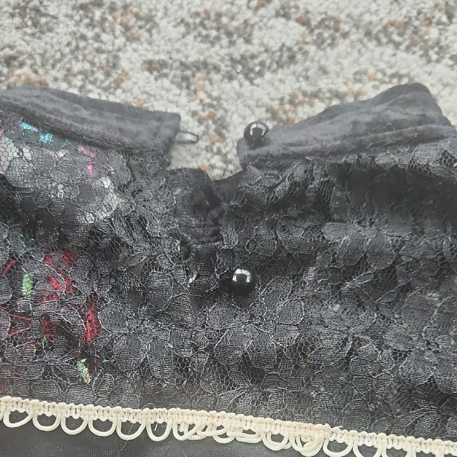 Vintage Lacy Afternoon by Shell Kepler Rose Skirt & Top Set Black Red Medium