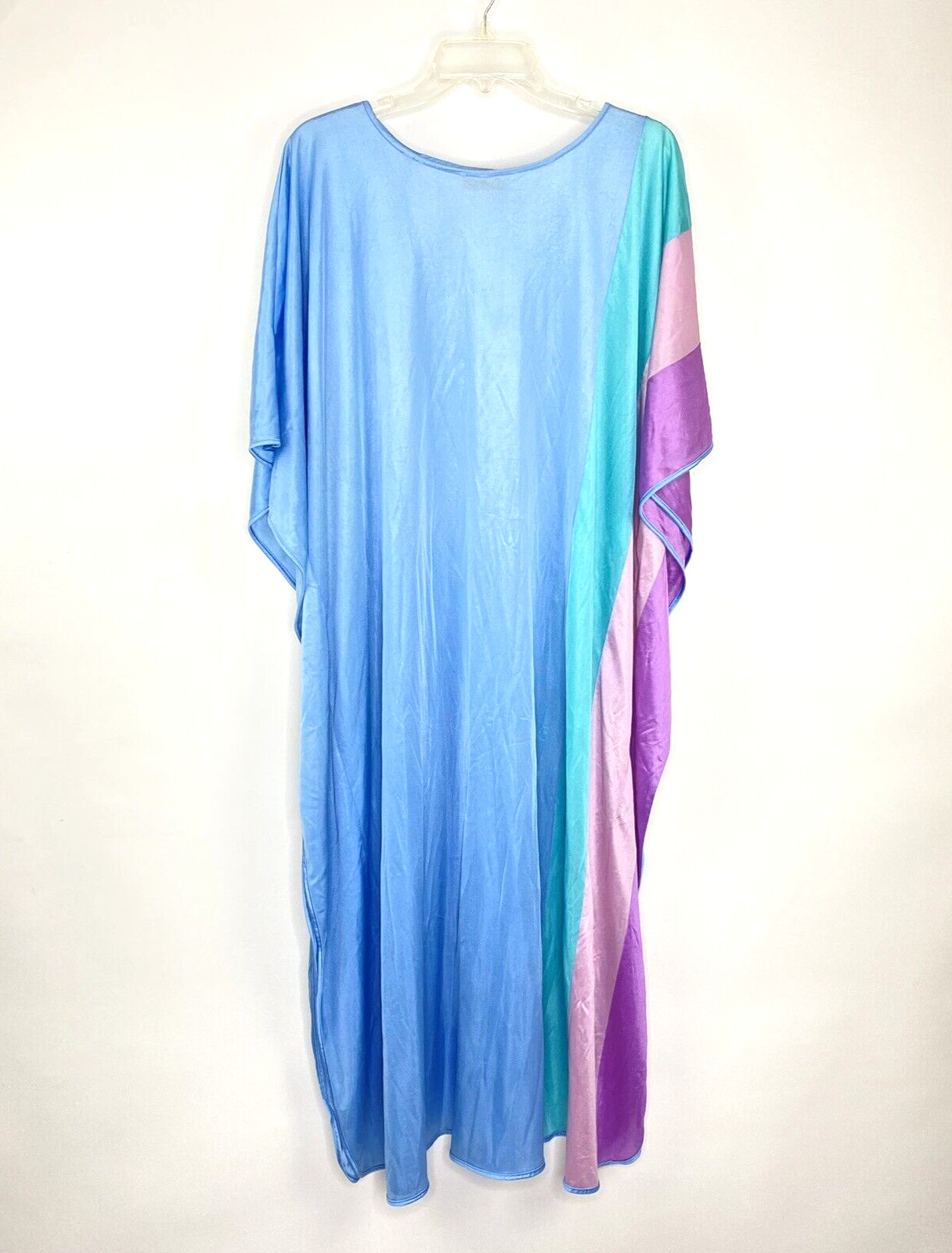 Vintage Jane Russell Batwing Nightgown One Size Fits All Blue Nylon Stripes