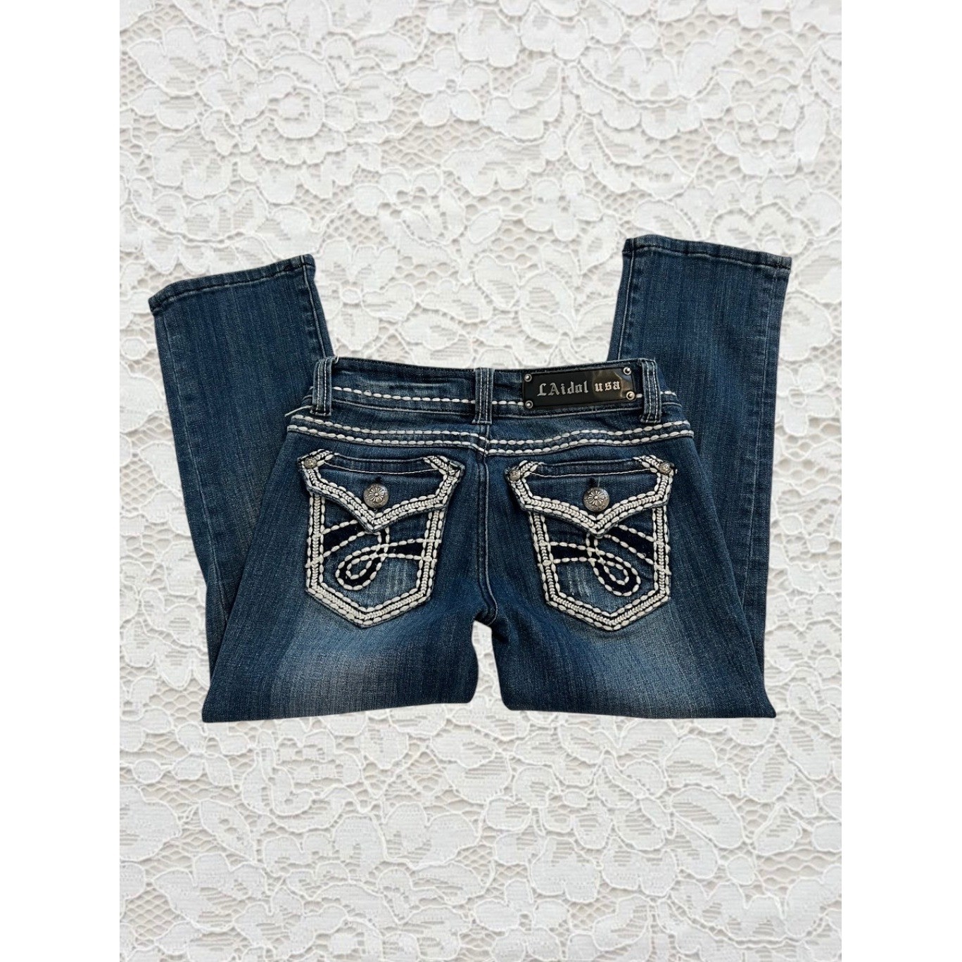 vintage cyber y2k low rise contrast stitch capris