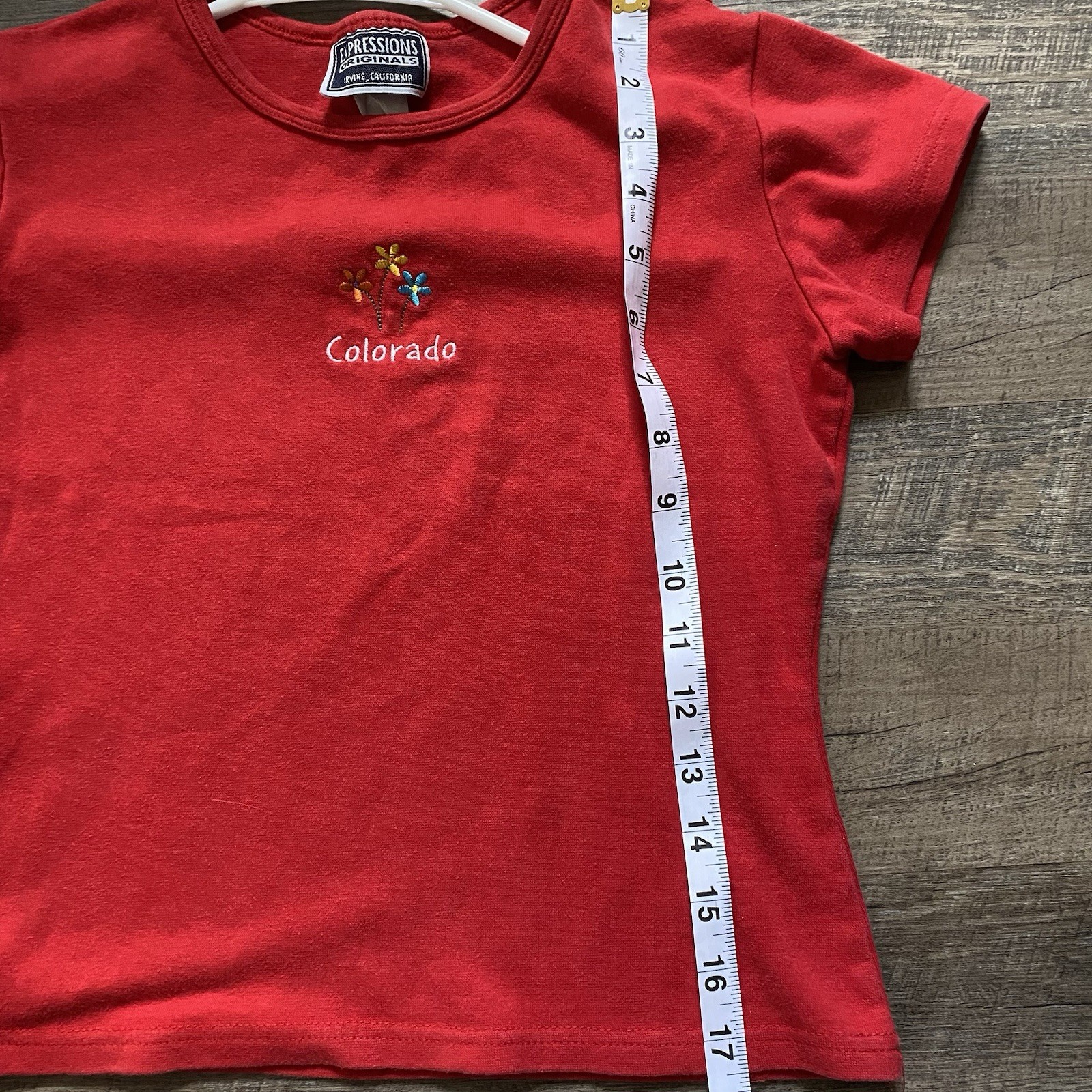 Vtg 90s Expressions Originals Colorado Flower Red Shirt M Embroidered Made inUSA